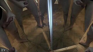 How's one man unloading six cocks on mirror?