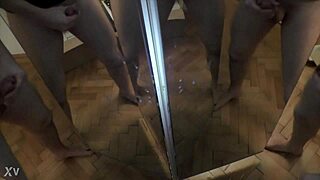How's one man unloading six cocks on mirror?