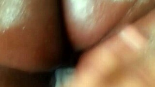 Oiled big booty ebony wife gets deep ass massage from hubby