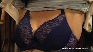 Feel her naked big natural tits quiver as submissive lesbian slave gets fingered to orgasm.
