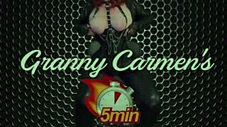 granny carmen takes elegant gloved missionary creampie close up pov