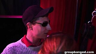 What happens in the red room gangbang when milf takes double penetration and bukkake cumshots bent over?