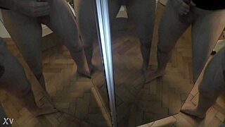 How's one man unloading six cocks on mirror?