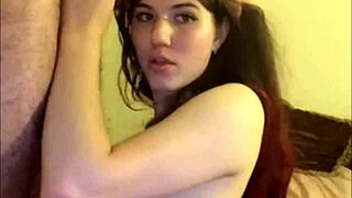 shemale teen 18+ deepthroats lovers cock in homemade webcam crossdress blowjob