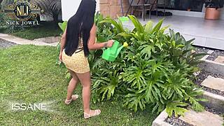 peruvian maid's steamy backyard quickie with huge cock hidden away