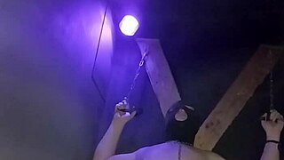 maitresse kantalis chained in club cage fucked hard