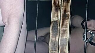maitresse kantalis chained in club cage fucked hard