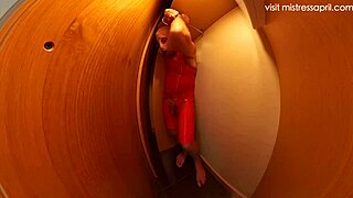 Dominatrix Mistress April uses bound ebony slave in Berlin!