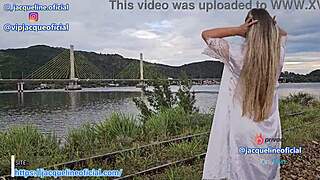 Wanna see this perfect blonde's lingerie body teased outdoors before she spreads wide?