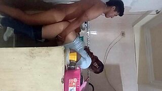 my husband almost catches us fucking in the kitchen