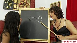 stepdaughter and stepmom share one cock