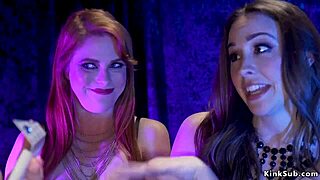 dominant lesbians bind and whip bound waitress before intense anal assfucking domination