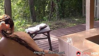 japanese maki horiguchi in kimono moans hard during outdoor lover fuck