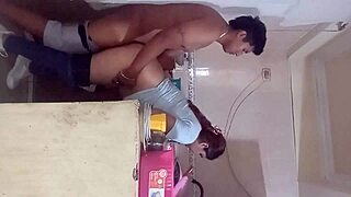 my husband almost catches us fucking in the kitchen