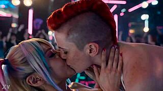 Lesbian fun in the club tonight