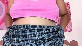Chubby BBW farts big ass mini skirt panties tease