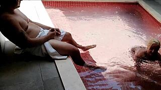 Fucking Hot Cousin Bent Over Pool Edge Bareback!