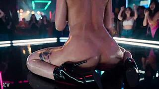 Lesbian fun in the club tonight