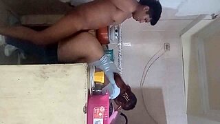 my husband almost catches us fucking in the kitchen