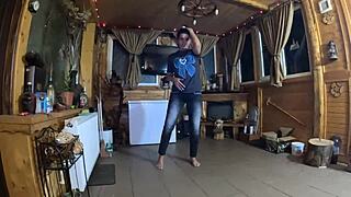 face-fucking and cum play while wearing tight jeans