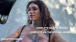 Sabrina Prezotte's tight trans ass swallows massive Brazilian cock completely