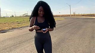 cheating wife takes gym buddy's cock deep in the woods begging for ass cream.