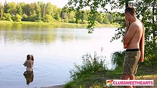 Skinny teens alice flore mia murkovski share juicy outdoor threesome dip with neighbors