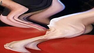 Raven grey makes cock cum using only feet