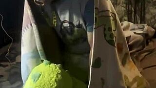diaper mickel humping his stuffy with a magic wand diapercumming