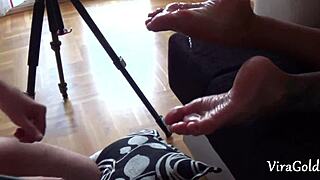 jerked off and came on camillas beautiful feet