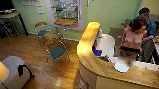 Sexy teen 18+ seduces her step dad for sex in the kitchen