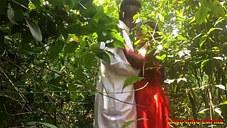Indian desi college girlfriend fuck outdoor in bush with lover