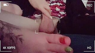 stroking hubbys friends big cock with my little 18+ feet