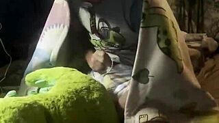 diaper mickel humping his stuffy with a magic wand diapercumming