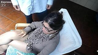 Stupid student takes exam with dirty teacher and facial