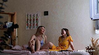 hot babes take turns with the strap on