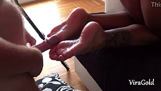 jerked off and came on camillas beautiful feet