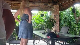 Creampie fucking best friends wife on patio