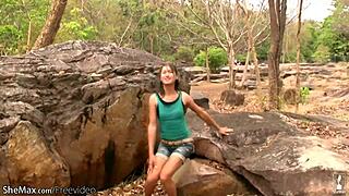 ladyboy with tiny tits jerks till cumshot