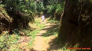 Indian desi college girlfriend fuck outdoor in bush with lover