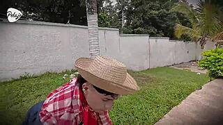 perv grandma fucks young gardener hard