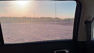 Redhead fellow traveler fucks a stranger in car and forest