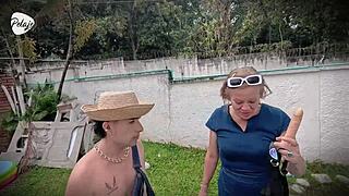 perv grandma fucks young gardener hard