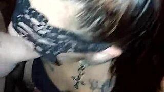 My masked wife Shannon Simmons deepthroats my cock again