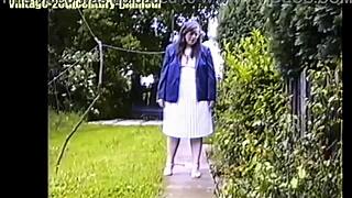Bank manager elizabeth hogben pees in her back garden