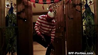 besties spreading wide for candies in foursome halloween