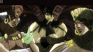 Jojo pillar men theme becomes true porno for strong