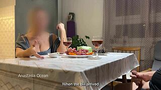 My husband jerks off hidden in front of my stepmom under the table