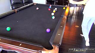 pool cue hunks kissing