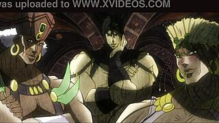 Jojo pillar men theme becomes true porno for strong